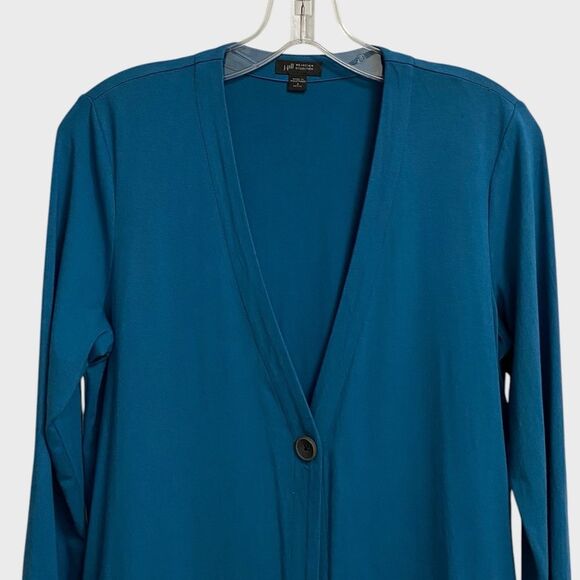 J. Jill Wearever Collection One-Button Cardigan Sweater Size SP Teal Green Blue - Picture 3 of 16